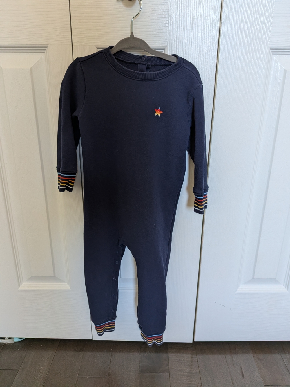 Primary Navy Footie One-Piece with Star and Stripe Cuffs